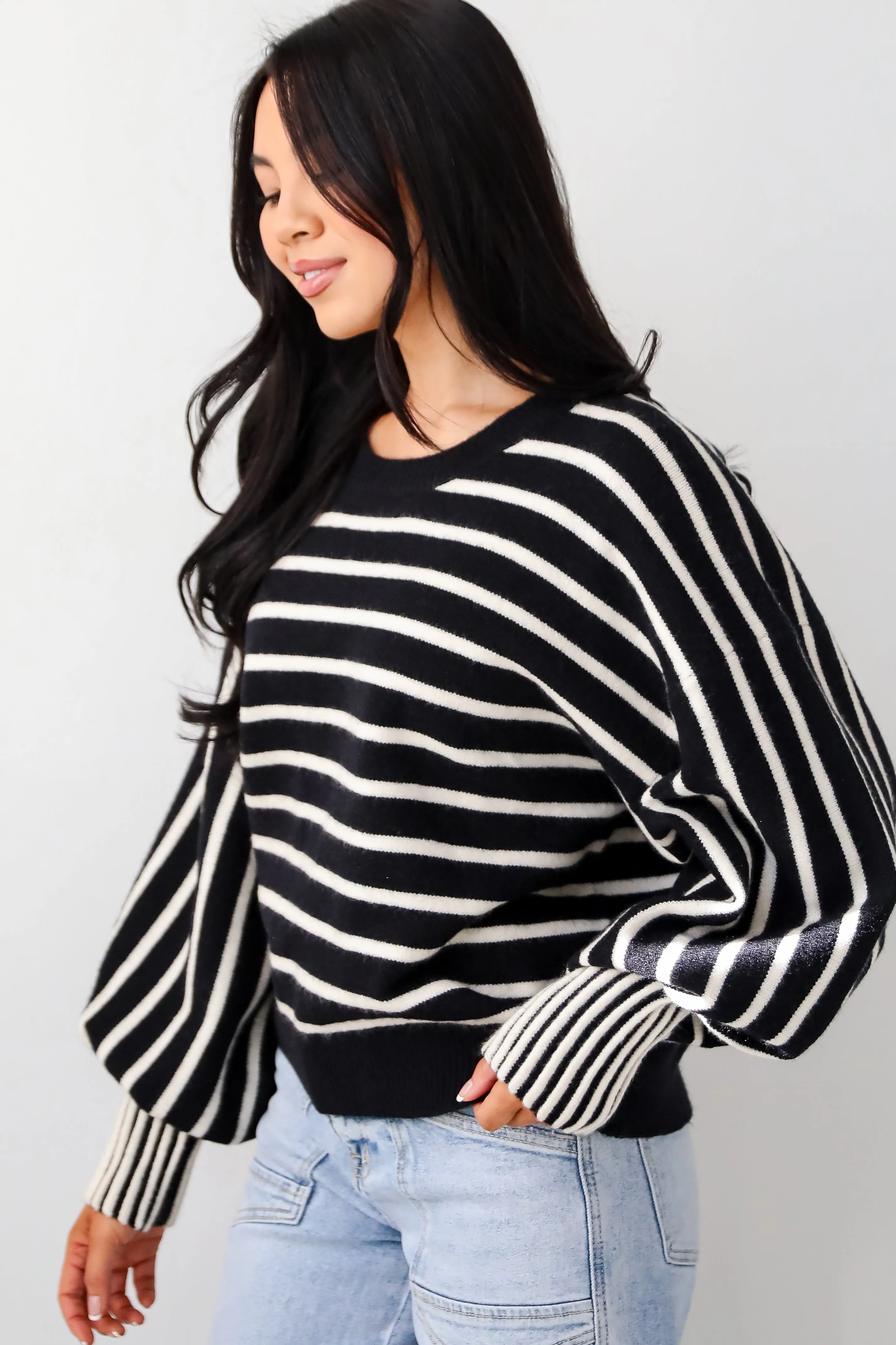 FINAL SALE - Popular Pick Black Striped Sweater