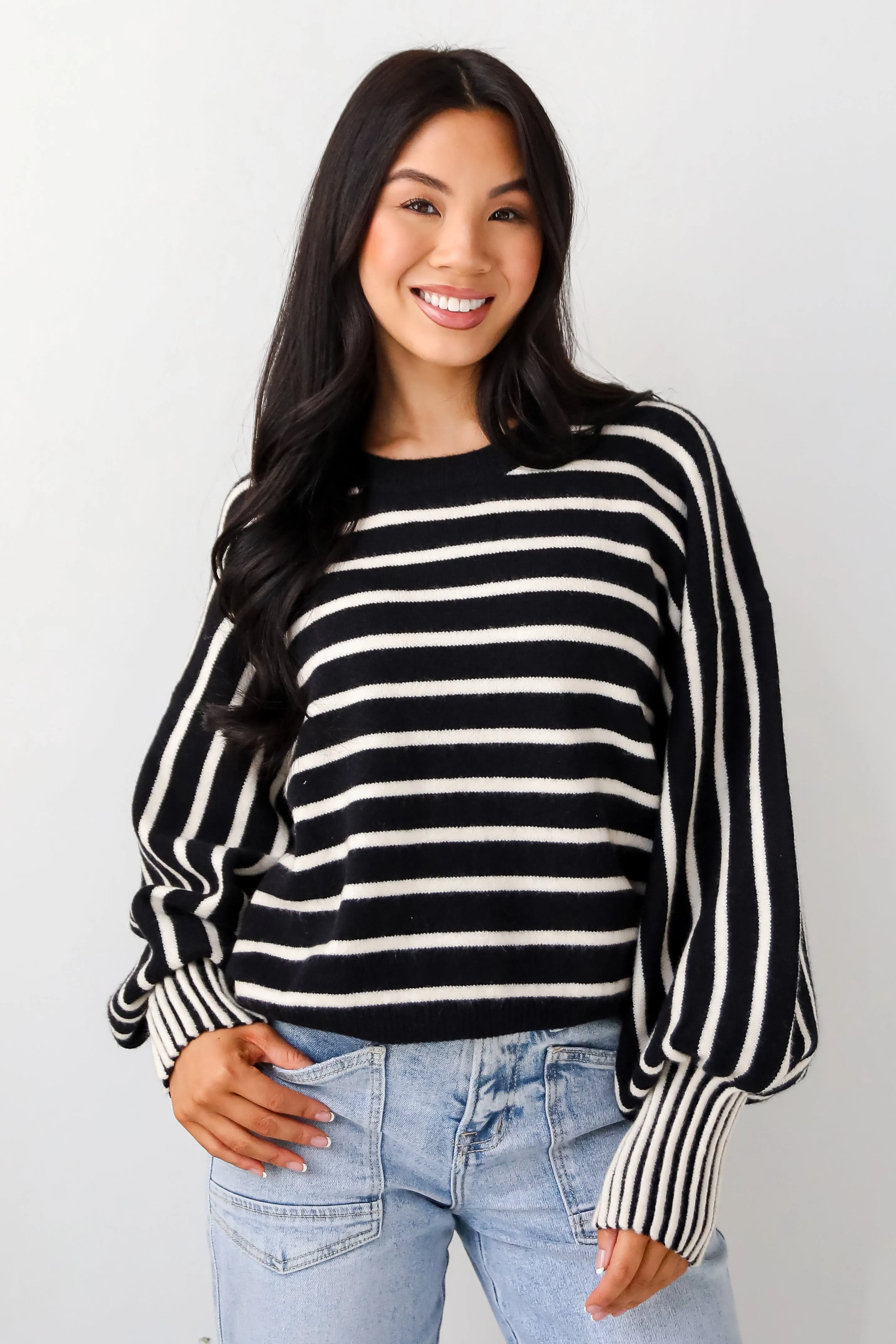 FINAL SALE - Popular Pick Black Striped Sweater