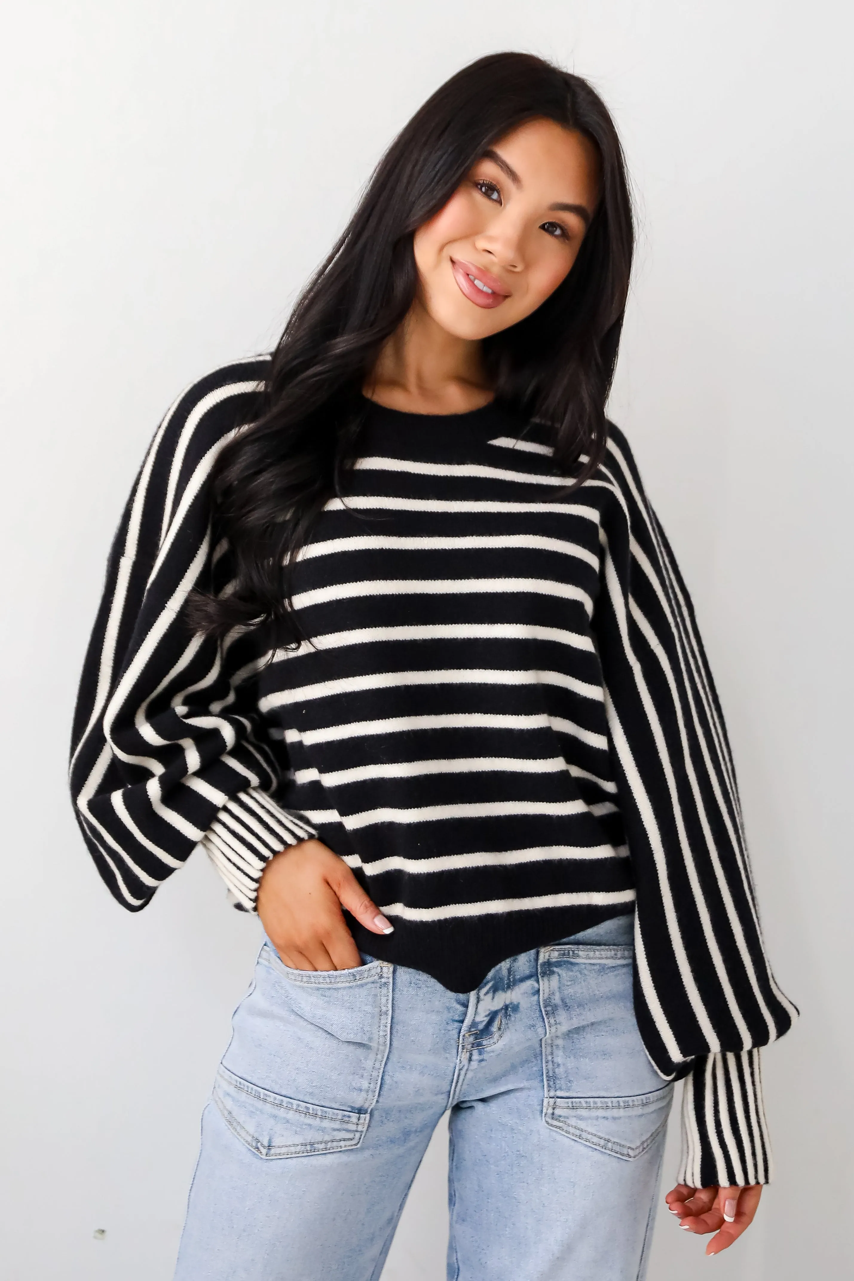 FINAL SALE - Popular Pick Black Striped Sweater