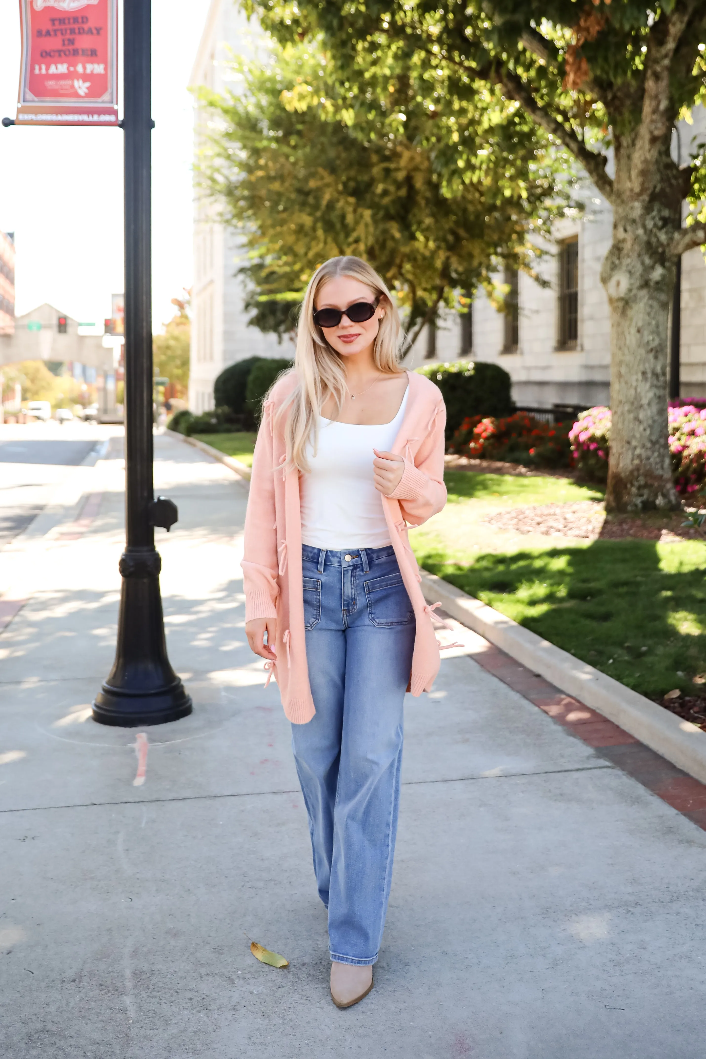 FINAL SALE - Trendy Potential Blush Bow Sweater Cardigan