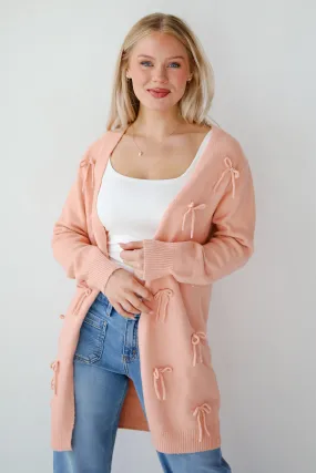 FINAL SALE - Trendy Potential Blush Bow Sweater Cardigan