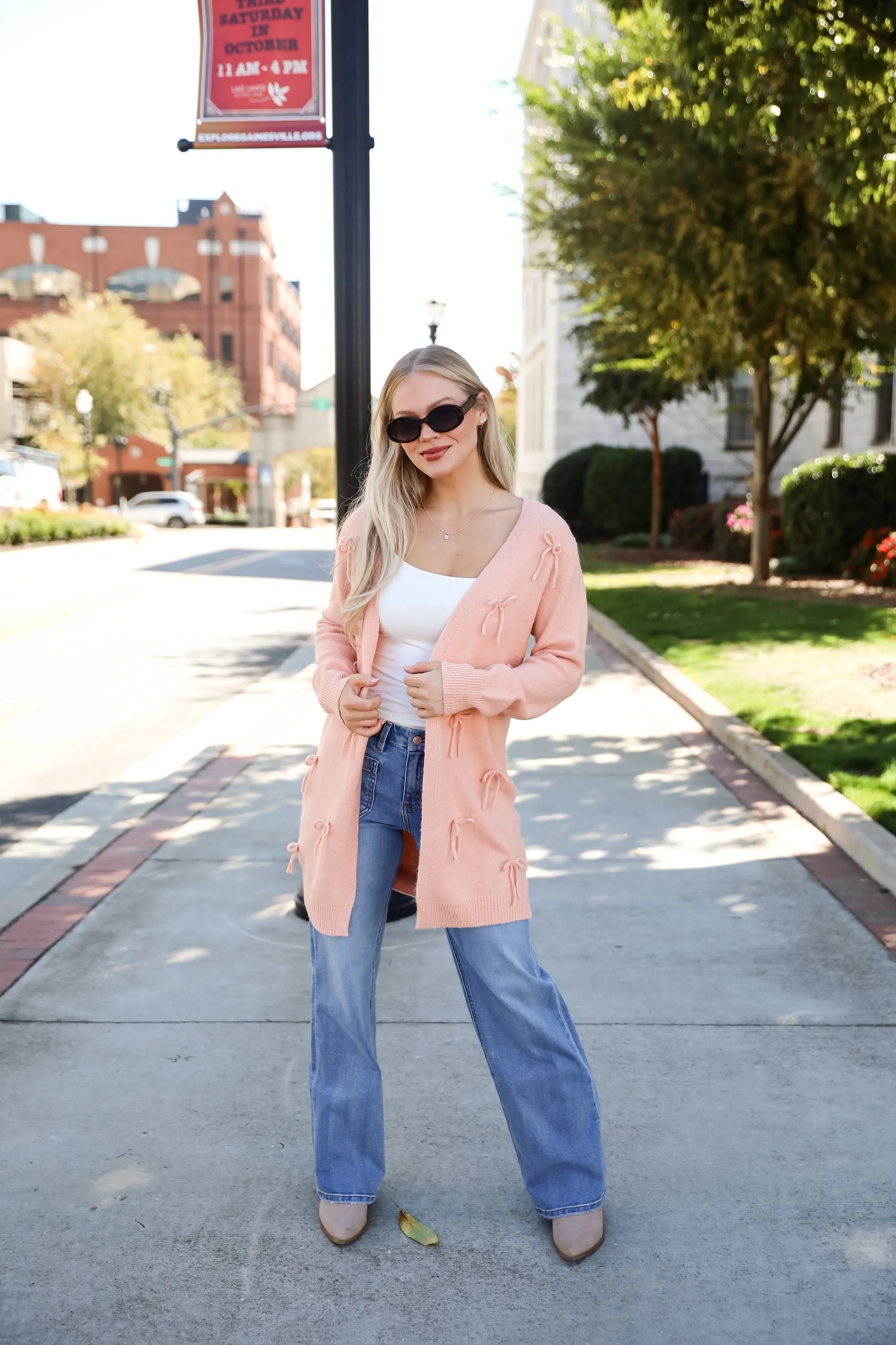 FINAL SALE - Trendy Potential Blush Bow Sweater Cardigan
