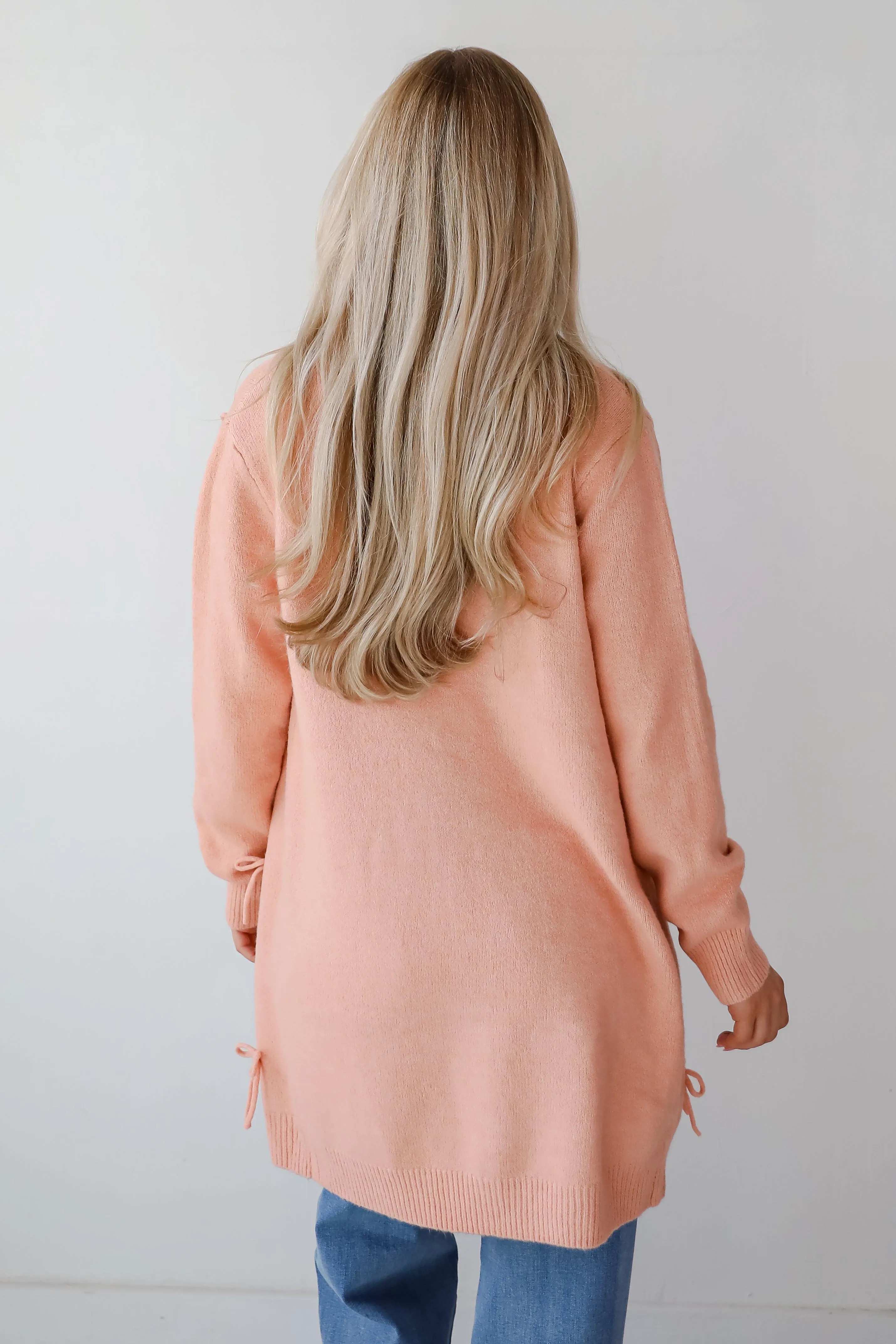 FINAL SALE - Trendy Potential Blush Bow Sweater Cardigan