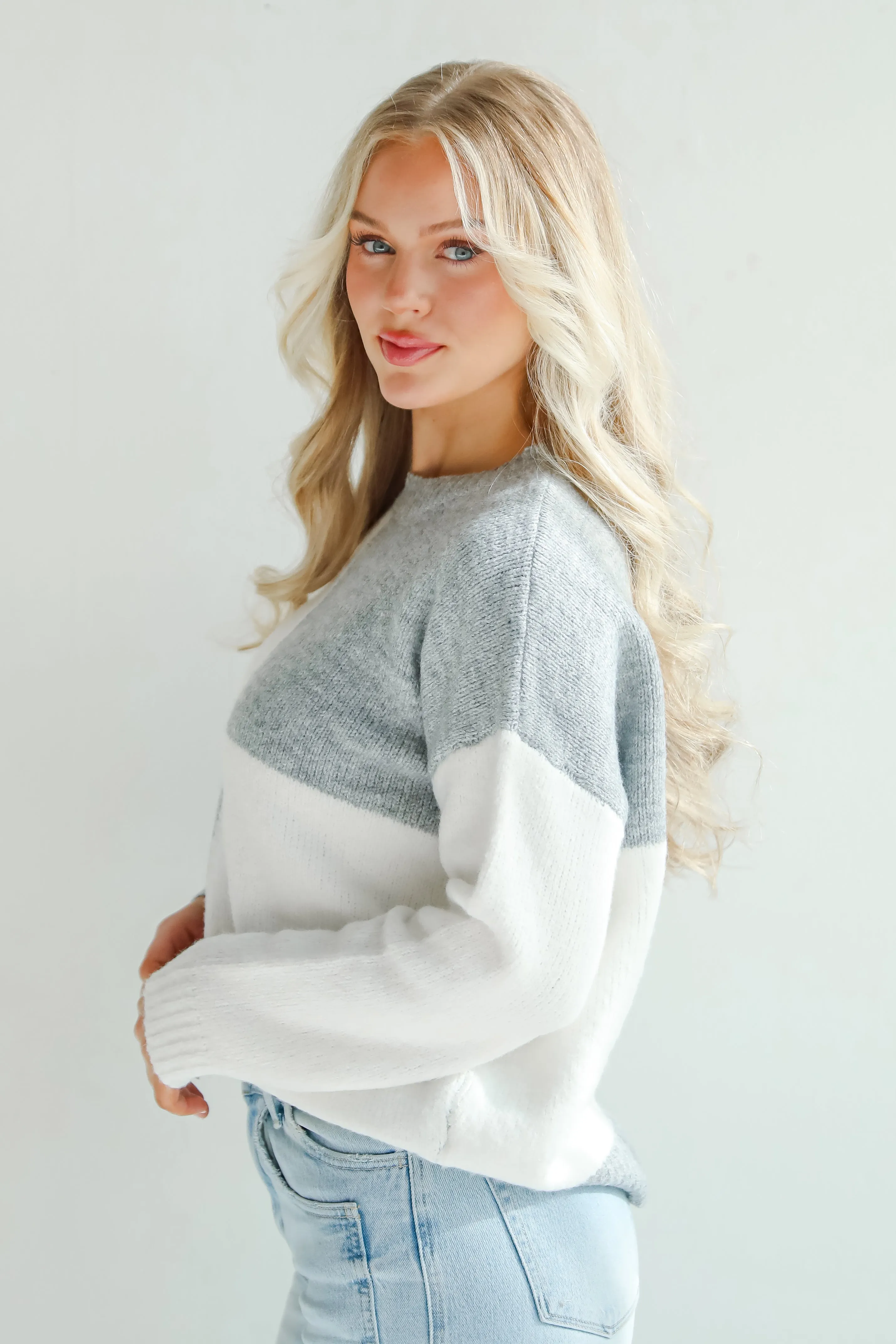FINAL SALE - Winter Crush Heather Grey Checkered Sweater