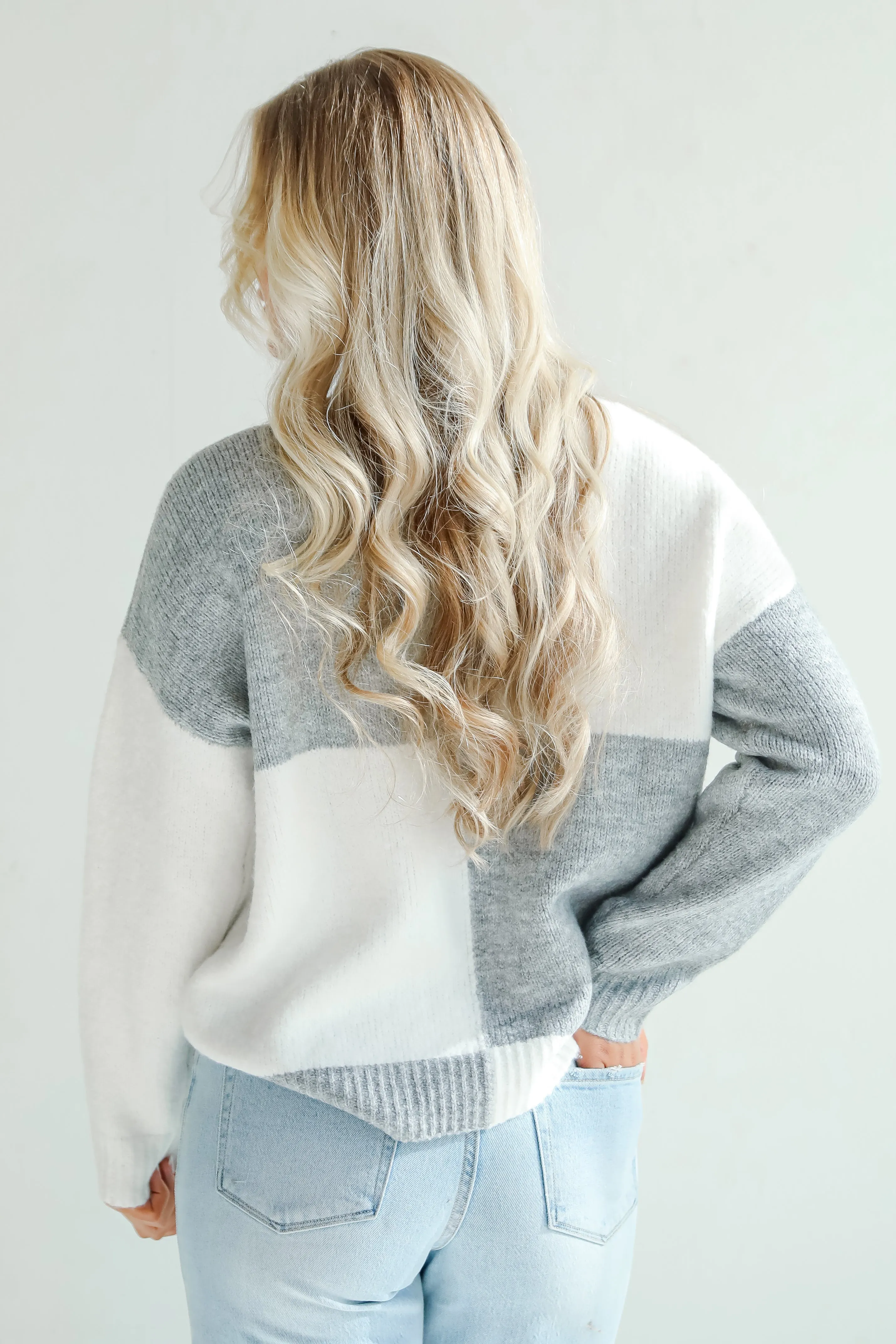 FINAL SALE - Winter Crush Heather Grey Checkered Sweater