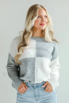 FINAL SALE - Winter Crush Heather Grey Checkered Sweater
