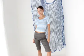 FOUND IN GREECE 80s Pastel Striped Shirred Popcorn Tee