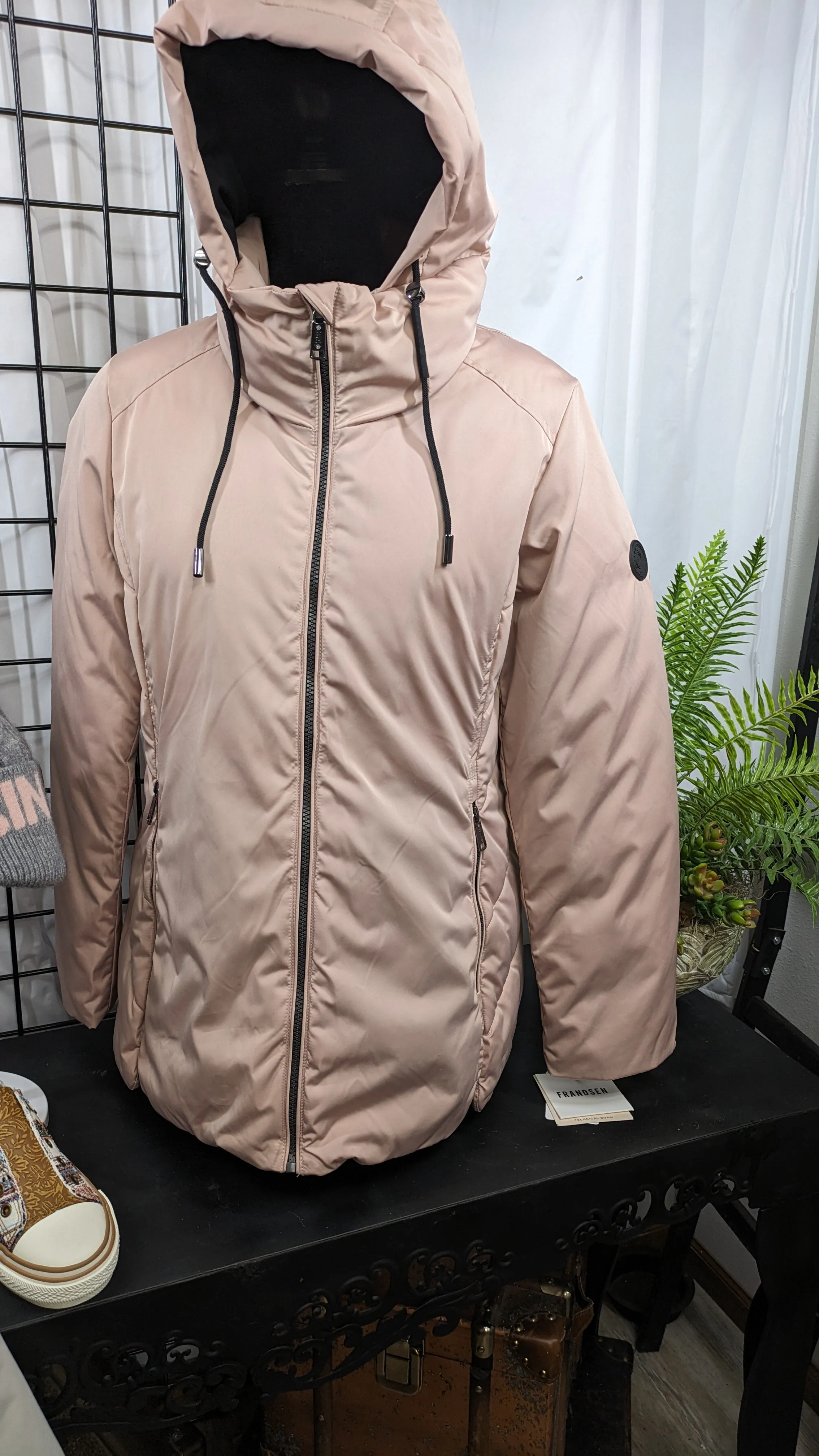 Frandsen Soft-Pink Down Filled Hooded Winter Jacket