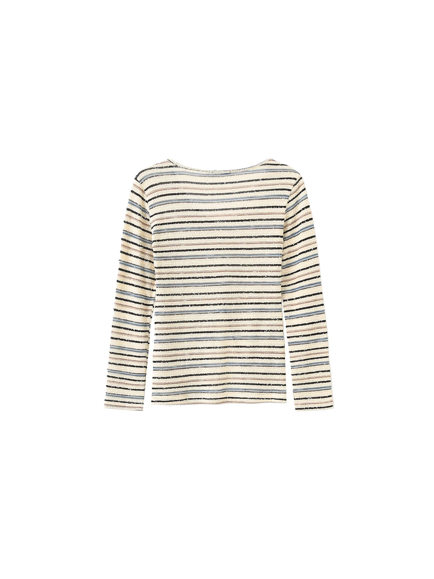 Front Slit Striped Long Sleeve Top