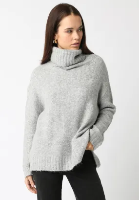 Fuzzy Turtleneck Oversized Sweater