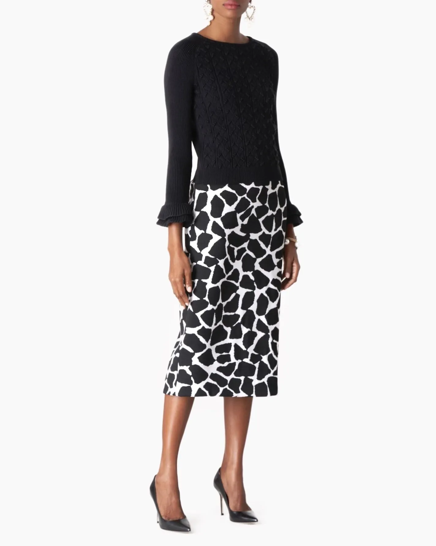 Giraffe Jacquard Pencil Skirt