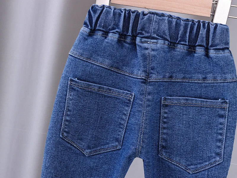Girls Accented Jeans with Pearls