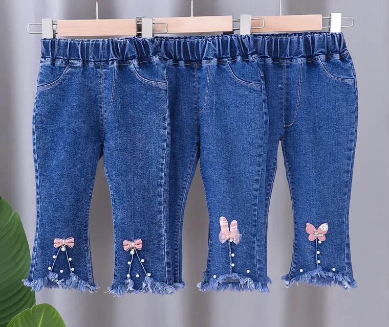 Girls Accented Jeans with Pearls