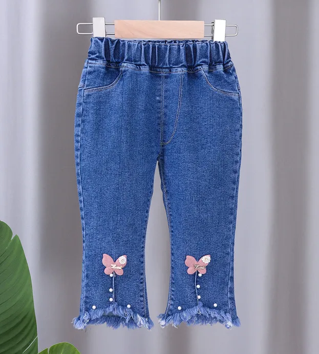 Girls Accented Jeans with Pearls
