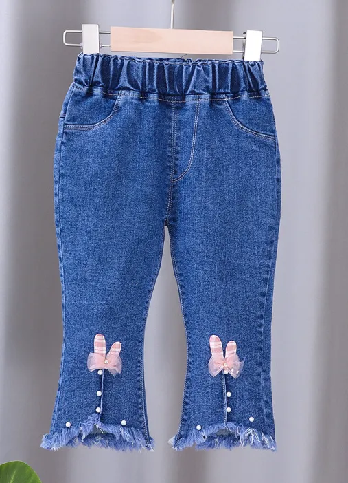 Girls Accented Jeans with Pearls