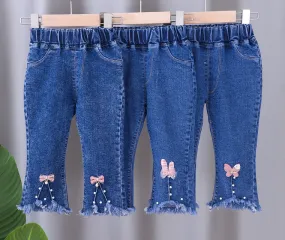 Girls Accented Jeans with Pearls