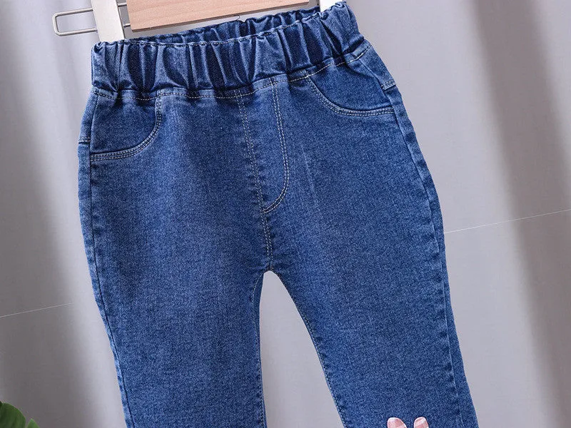 Girls Accented Jeans with Pearls
