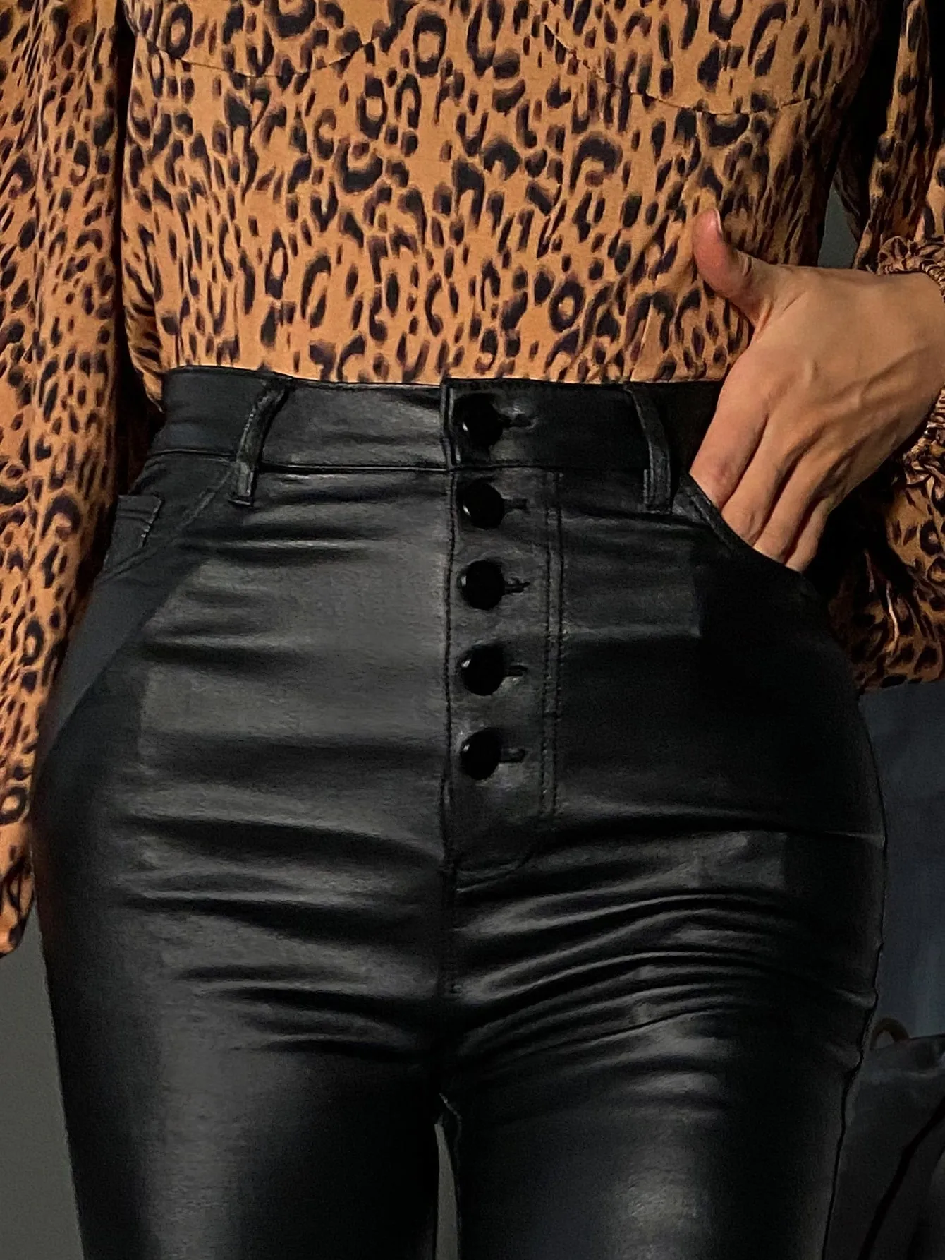 Glamorous Plain Button Front High Waist Cropped Women Pants