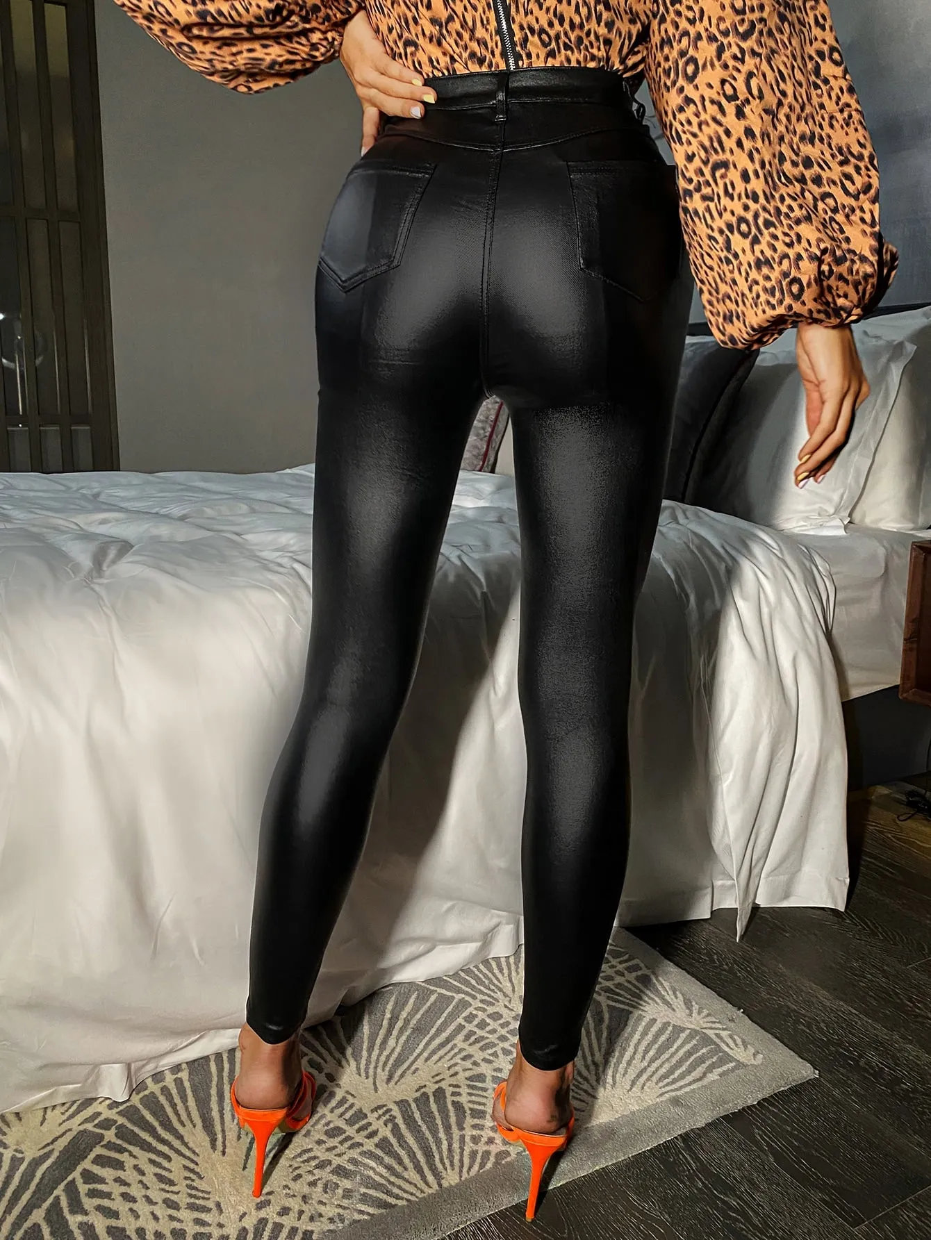 Glamorous Plain Button Front High Waist Cropped Women Pants