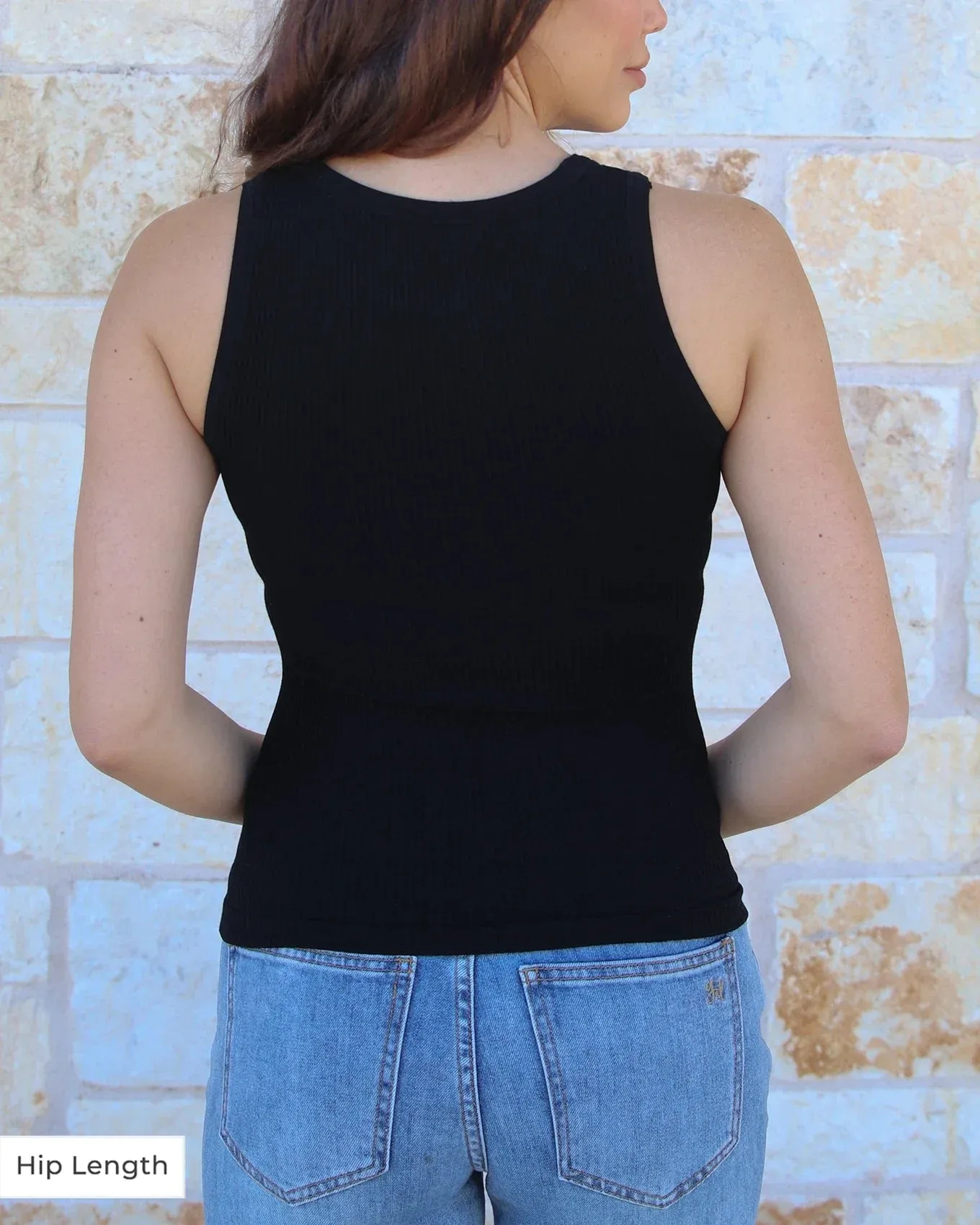 Grace and Lace | High Neck Brami Tank | Black | HIP LENGTH