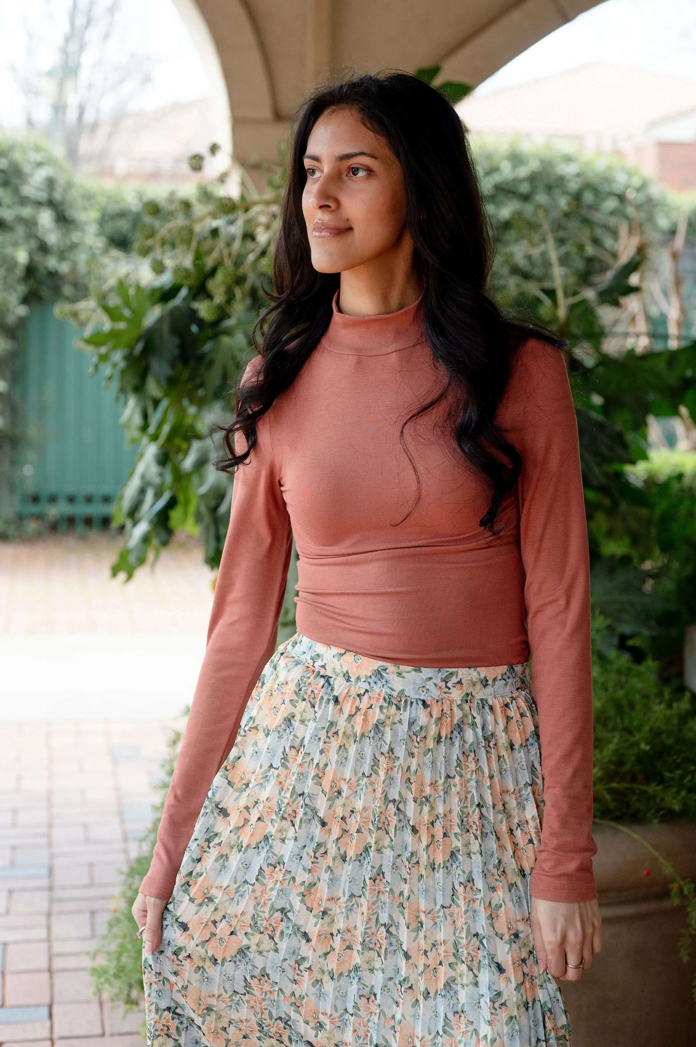 Green Thumbs Pleated Midi Skirt
