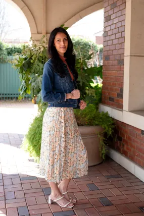 Green Thumbs Pleated Midi Skirt