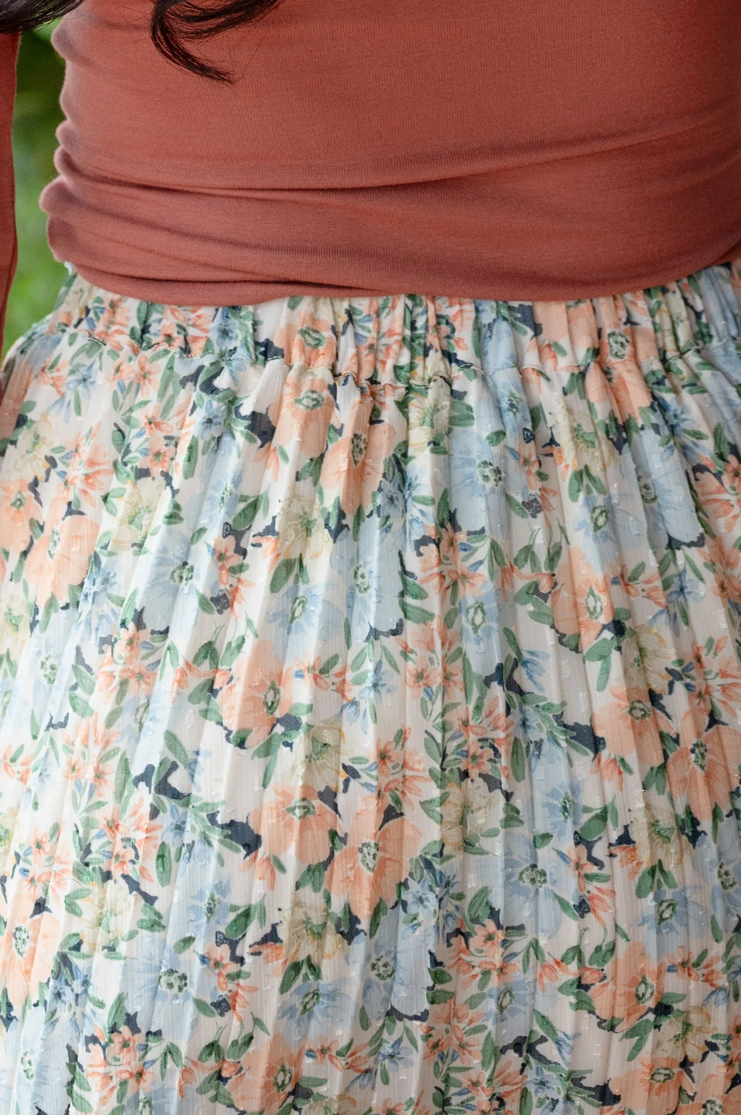 Green Thumbs Pleated Midi Skirt