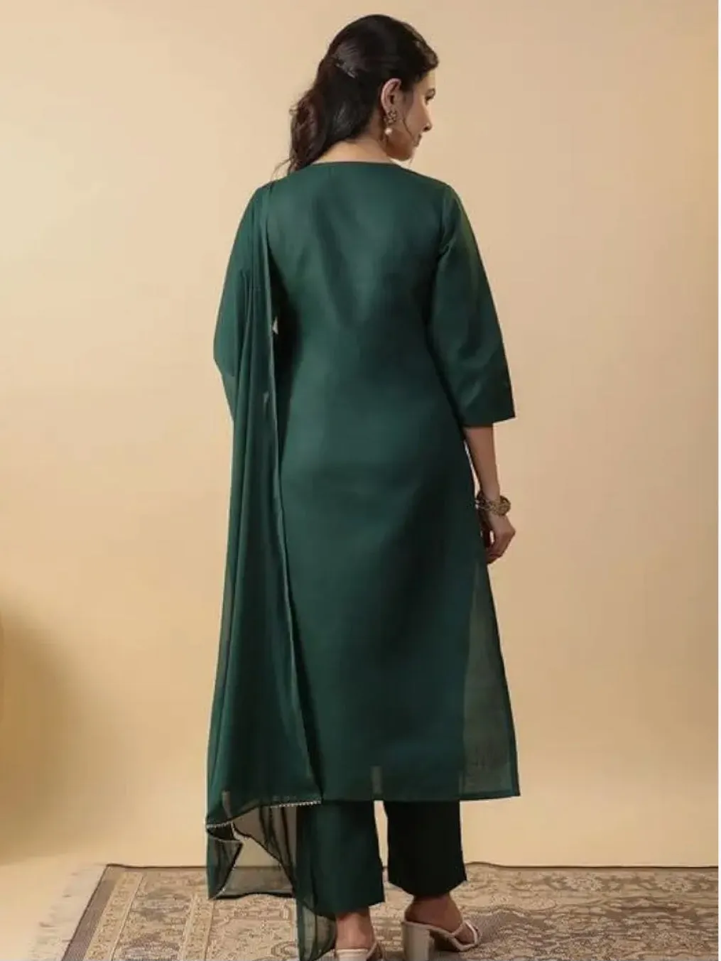 Green Yoke Embroidered Kurta Set