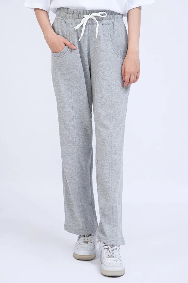 Grey Textured Knitted Trousers