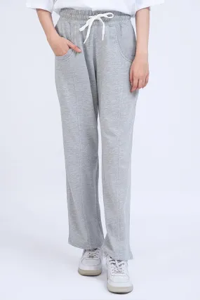 Grey Textured Knitted Trousers