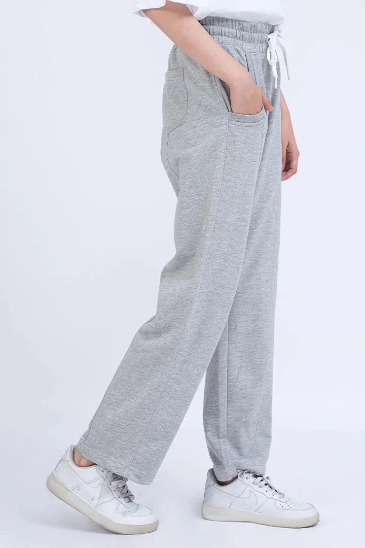 Grey Textured Knitted Trousers