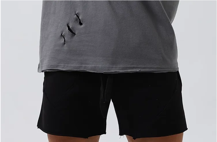 GYM BUDDY WORKOUT SLEEVELESS T SHIRT WITH DISTRESSED HOLES