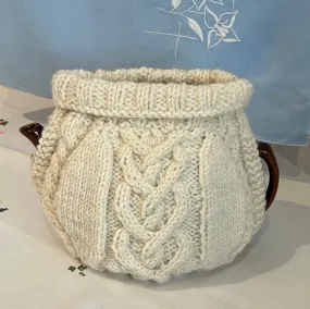 Hand Knit Irish Tea Cosy - "Finley" Cream