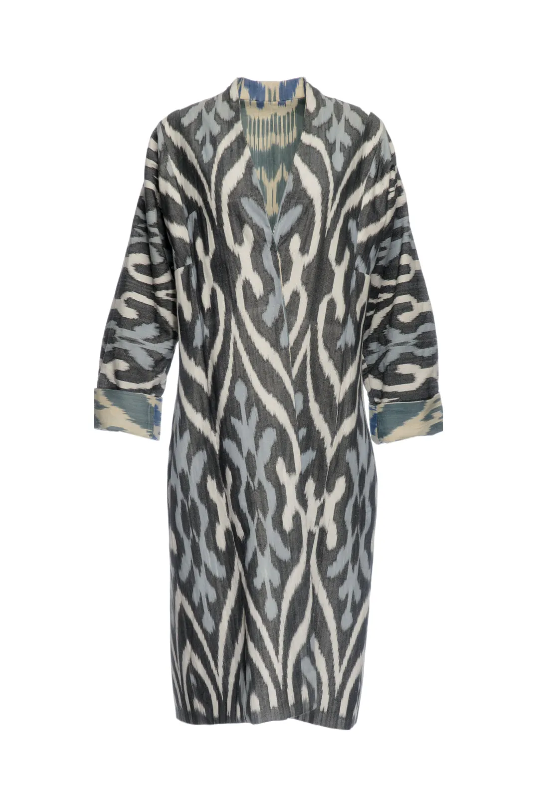 Handwoven Cotton Ikat Chapan - Reversible in Blues