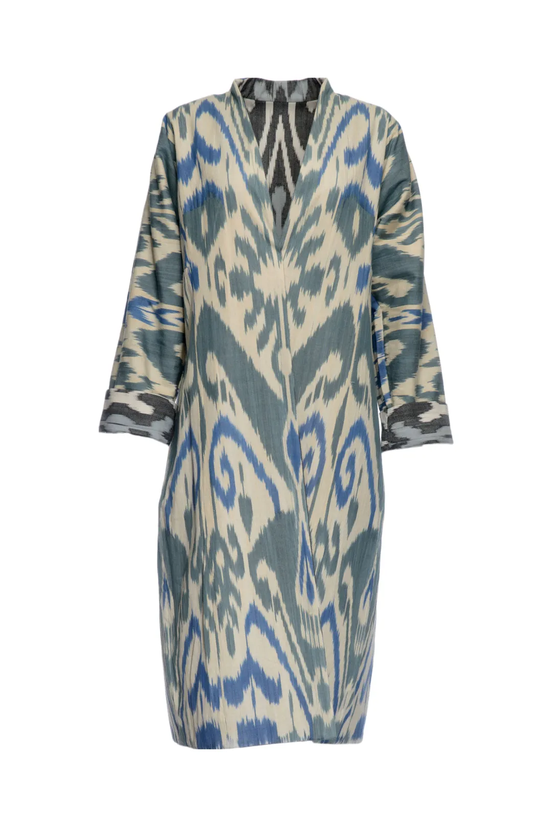 Handwoven Cotton Ikat Chapan - Reversible in Blues