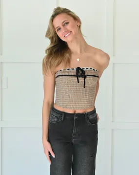Hayden Bow Plaid Corset Top