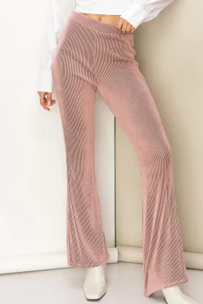 HF23E573-HIGH-WAIST KNIT FLARED PANTS