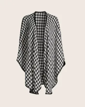 Houndstooth Leather Trimmed Cape