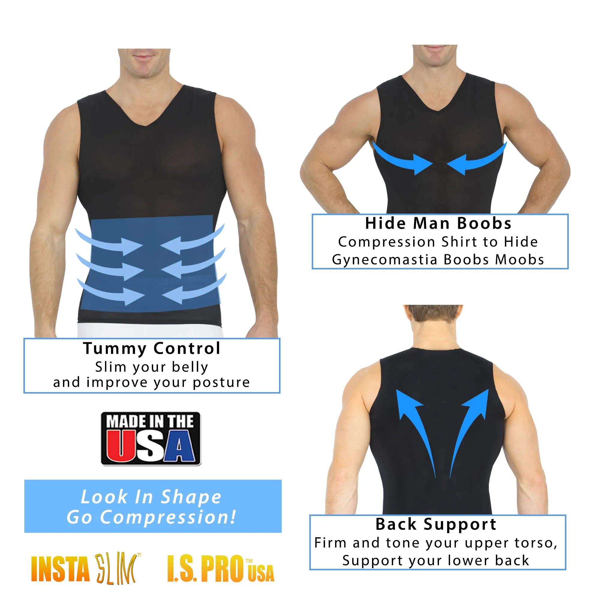 Insta Slim Compression Sleeveless V-Neck Tank VS00N1 by InstantFigure - InstaSlim - InstantRecoveryMD