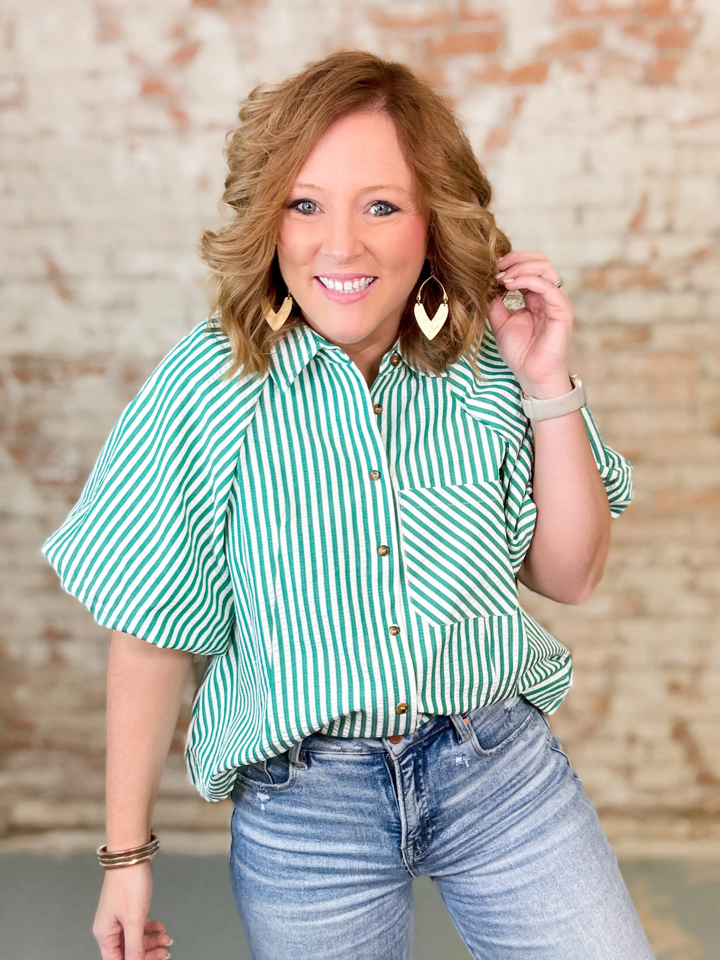 Joni Stripe Button Up Top