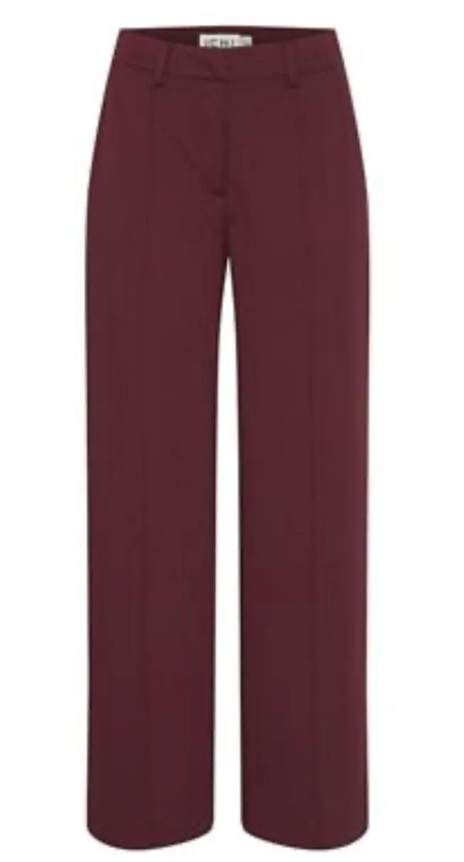 Kate Wide Leg Full Length Trouser - Port