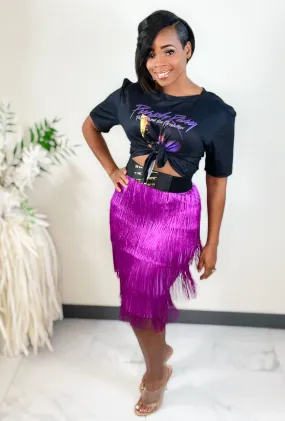 Kenny Coi Fringe Pencil Skirt