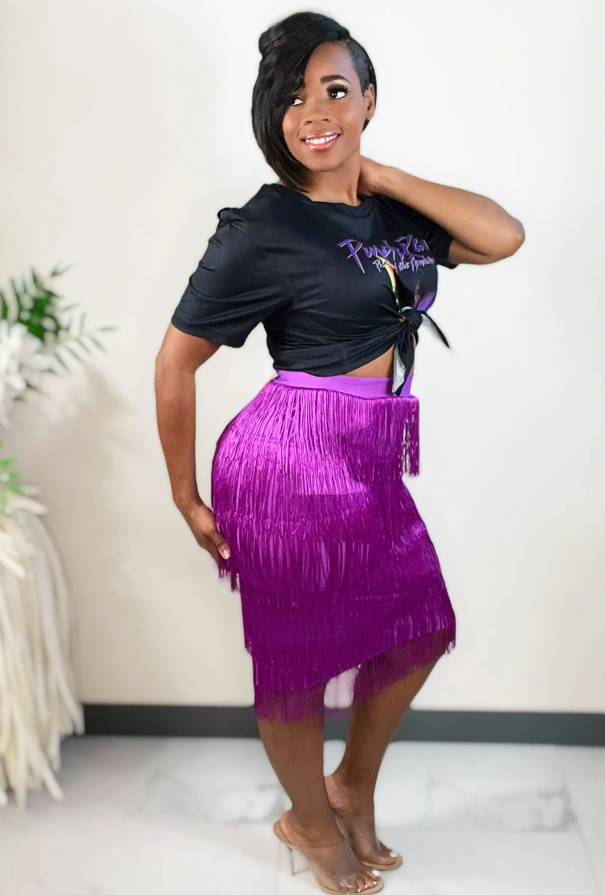 Kenny Coi Fringe Pencil Skirt