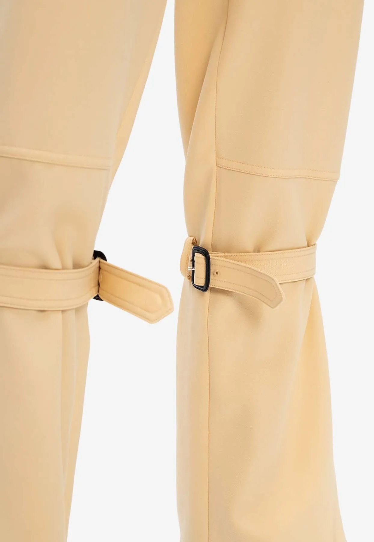 Knee-Straps High-Waisted Wool Pants