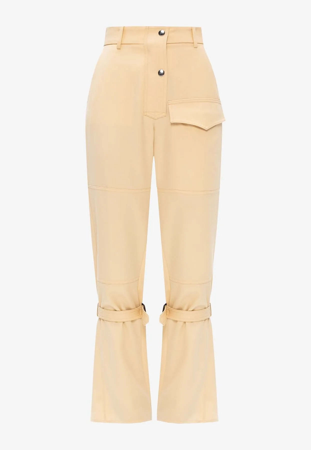 Knee-Straps High-Waisted Wool Pants