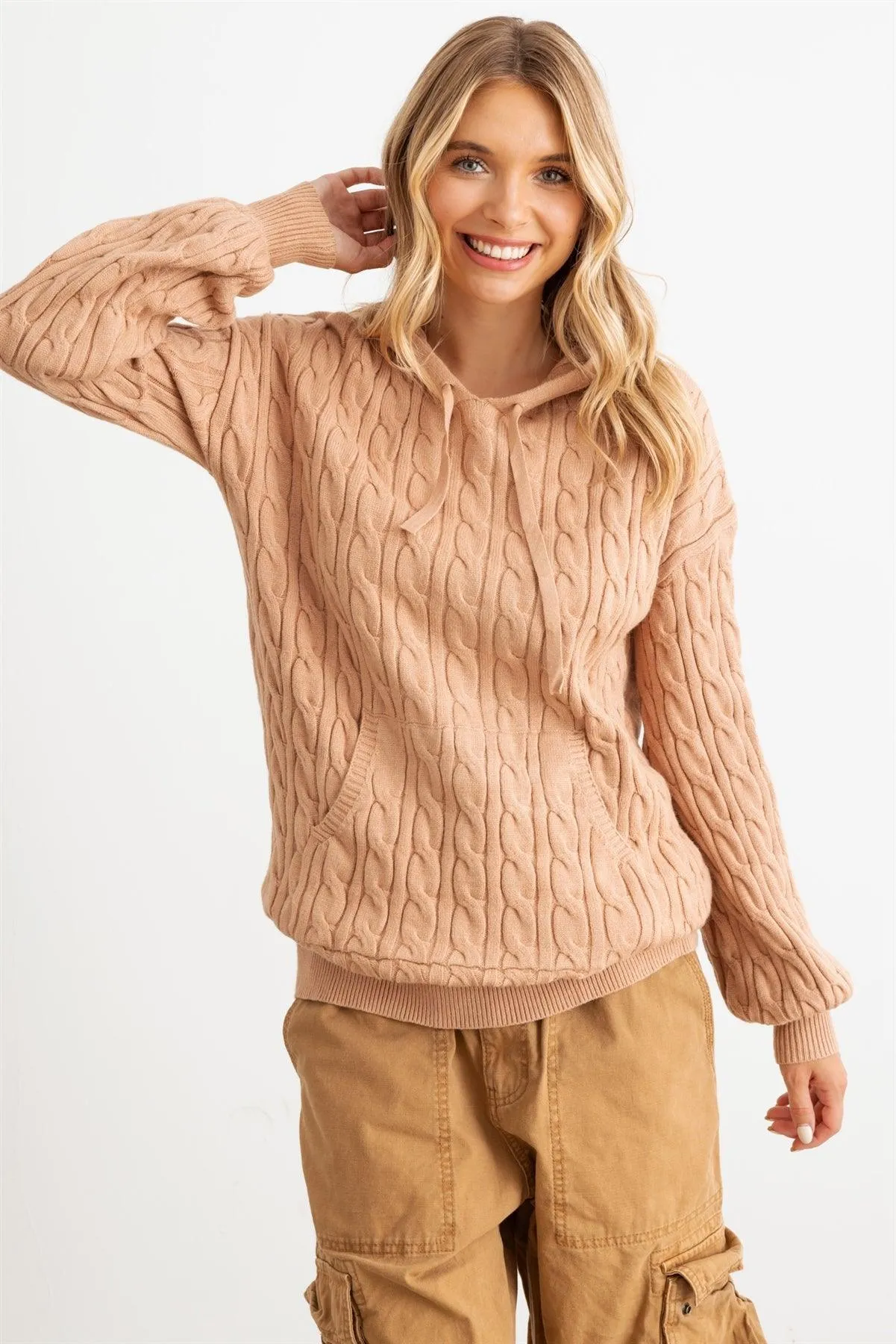 Knit One Pocket Long Sleeve Hooded Sweatshirt