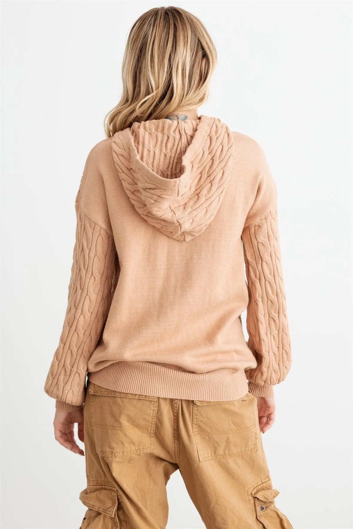 Knit One Pocket Long Sleeve Hooded Sweatshirt