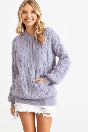 Knit One Pocket Long Sleeve Hooded Sweatshirt