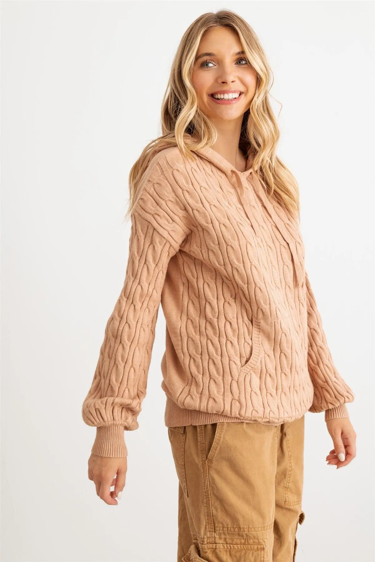 Knit One Pocket Long Sleeve Hooded Sweatshirt