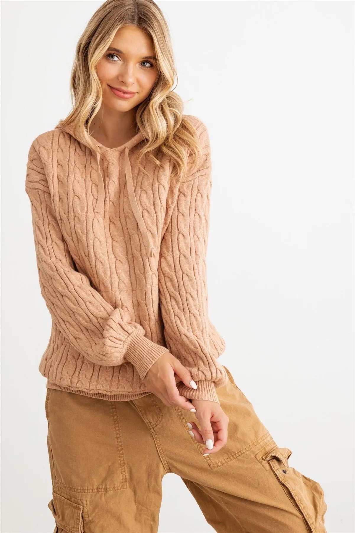 Knit One Pocket Long Sleeve Hooded Sweatshirt